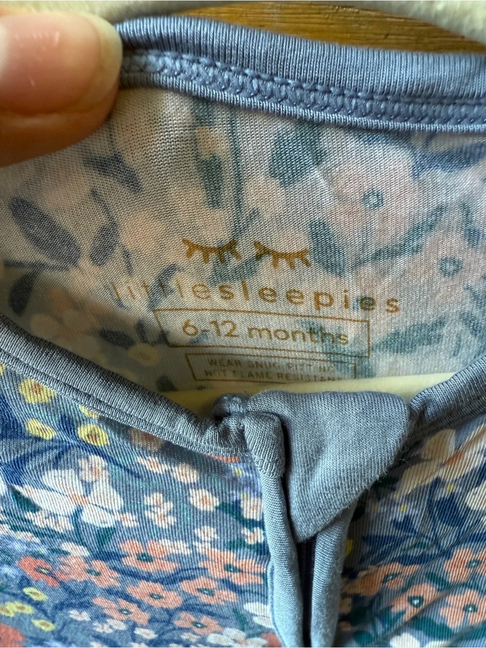 BUNDLE 2 Little Sleepies Blue Floral Footed One-Piece Convertible PJ Bums Roses